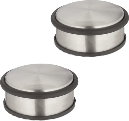 deurstopper rvs - set van 2 - 4,5 x 10,5 cm - antislip - zilver-zwart