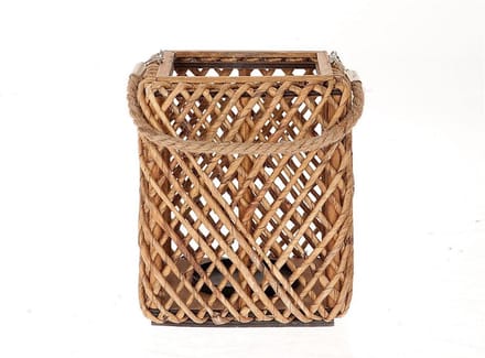 Lantaarn met glas 20x20x25cm bruin