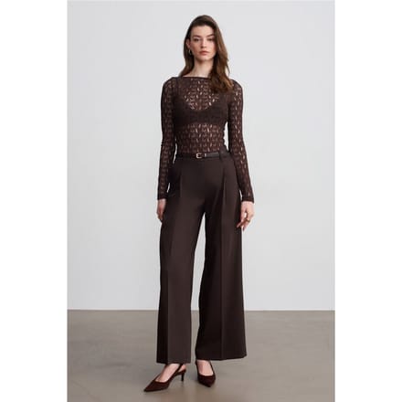 Hoge taille wijde crepe broek