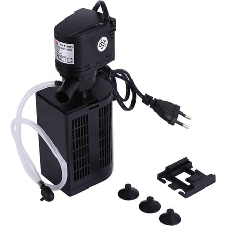 Multifunctionele 3 in 1 Aquariumfilter Dompelpomp Zuurstofpomp Zuiveraar Tankgereedschap (12W) black