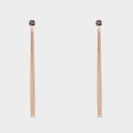 Agni oorbellen – Roséverguld zilver met ioliet (halfedelsteen)