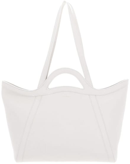 COCCINELLE Leren Schoudertas Shopper Amalia Handbag Grained Leather Blanco Wit