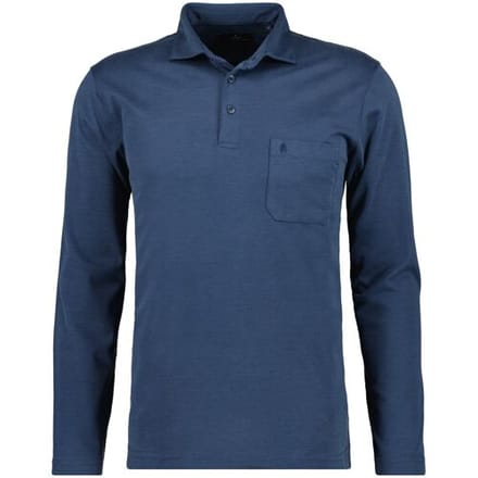 Ragman Polo Soft Knit Long Sleeve Chest Pocket Azure / male