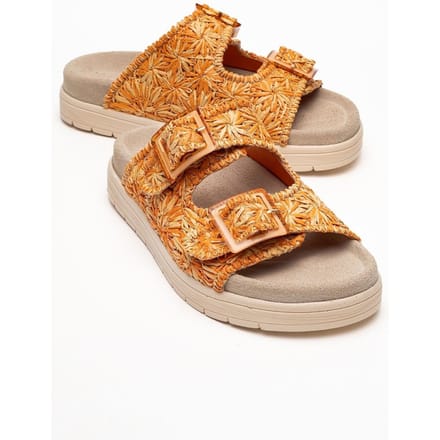 Milana Leer Double‑Strap Sandaal (Women)