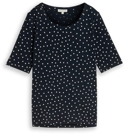 Tom Tailor - T-shirt met stippenpatroon - Maat M - navy white small dot design