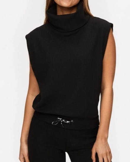 Stronger - Crush Sleeveless Turtleneck - Hoodie - Dames - Zwart - Maat M