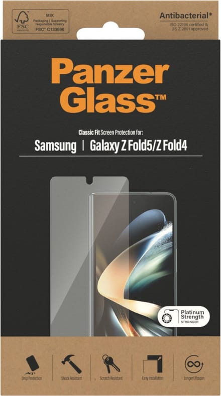 PanzerGlass Ultra-Wide Screen Protector Geschikt voor Samsung Galaxy Z Fold 4 - Case Friendly Tempered Glass Antibacterieel