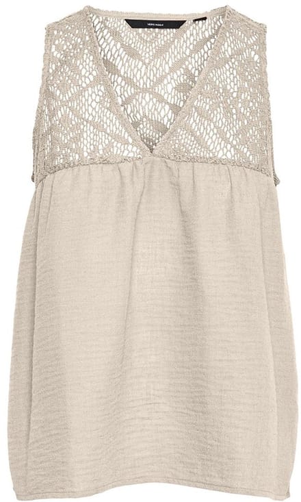 Vero Moda Chris Mouwloze Blouse Beige L Vrouw