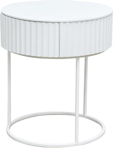Bijzettafel Rill rond met lade 46x40 cm wit [en.casa]