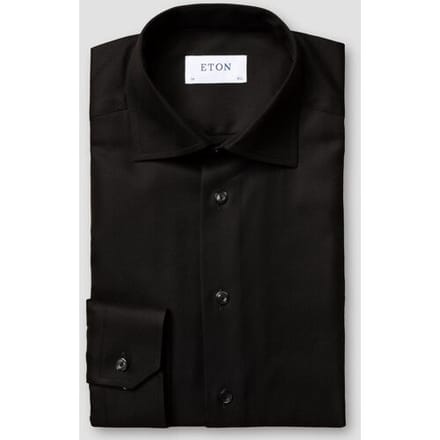 Eton Overhemd Cutaway Collar Rich Structured Textured Twill Zwart / male