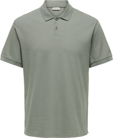 Only & Sons groene heren polo   Punt kraag   Regular fit   Structuur patroon   Knoopsluiting   Korte mouw Groen L