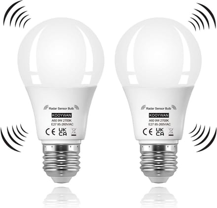 2-Pack LED Lampen met Bewegingssensor en Schemersensor - 9W E27 Warm Wit Licht