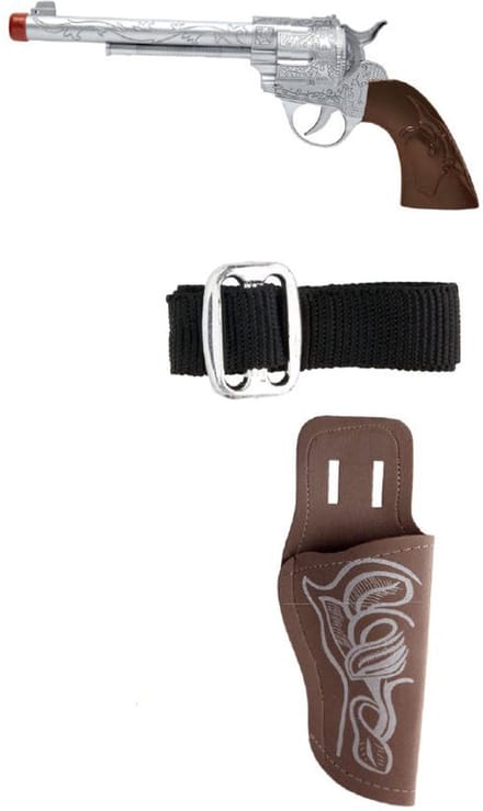 Cowboy pistool met holster bruin