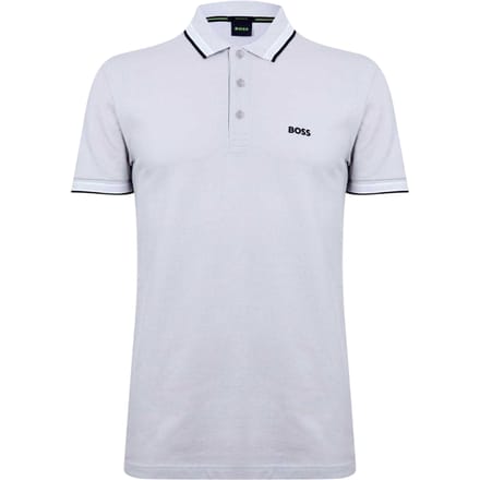 Boss Herenpoloshirt ‘Paddy’ met contrasterende boorden (Lichtgrijs)
