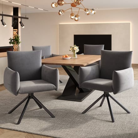 REDOM Eetkamerstoelen Set Van 2 - 360° Draaibaar - Modern - Metaal - Grijs