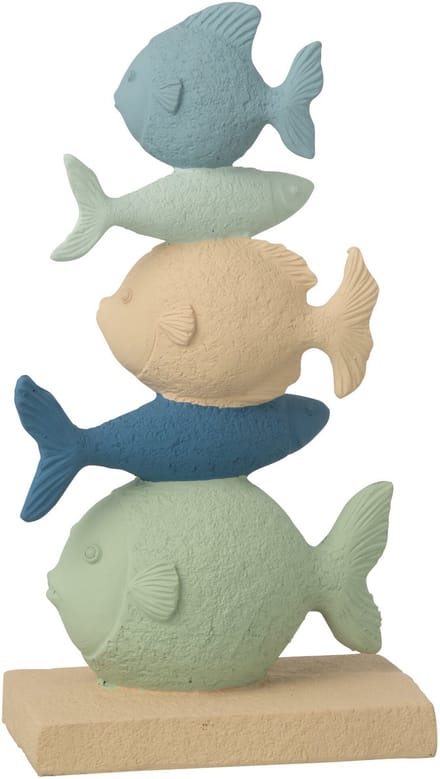 J-Line decoratie Vis Op Voet - polyresin - blauw/beige