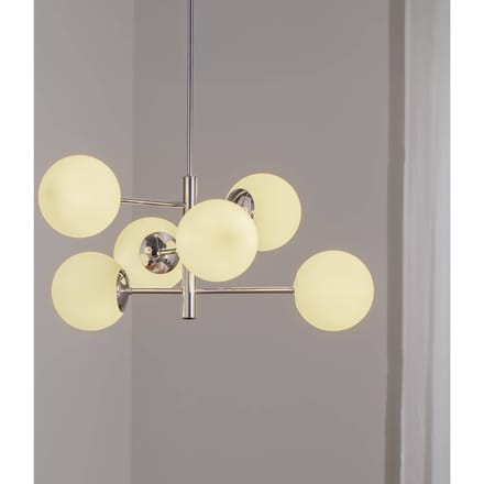 Domiluce Aurora hanglamp, chroom, Ø 60 cm, 6-lamps, glas, E14