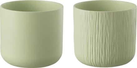 J-Line bloempot Gen - keramiek - pistache - small - 2 stuks - Ø 13.5 cm