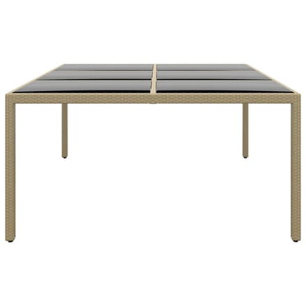 vidaXL - Tuintafel - 200x150x75 - cm - gehard - glas - en - poly - rattan - beige