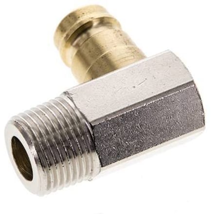 Messing DN 9 Tempereerkoppeling Insteeknippel R 3/8 inch Buitendraad 90-deg