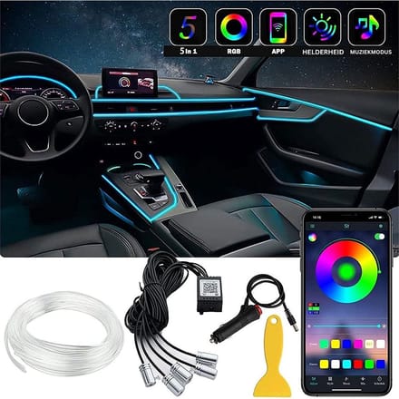 White-label® Auto Interieur Verlichting - Led Strip Auto – 6M – Met App - RGB