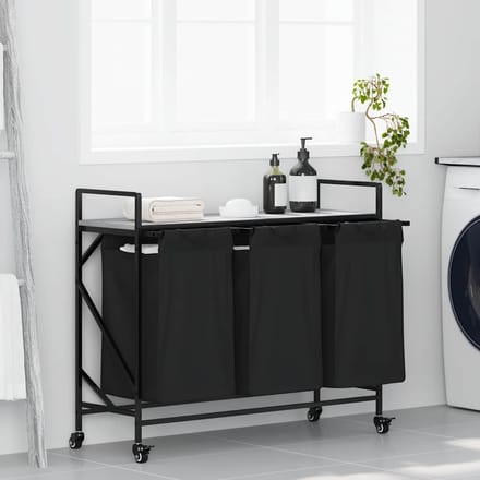 vidaXL - Wasmand - 3 - vakken - met - planken - grijs - sonoma - eiken