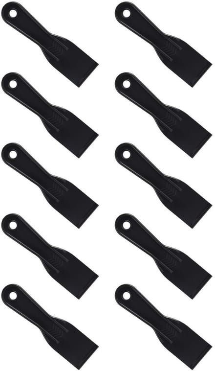 Dailygoods- Plamuurmes Set van 10 - Zwart Plastic - Flexibel Schraper - Muurschraper - Reparatie Accessoire - 17,8x5 cm