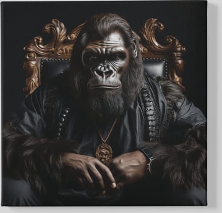 Vierkant Canvas Schilderij - Gorilla - Dieren - 60x60x2 cm