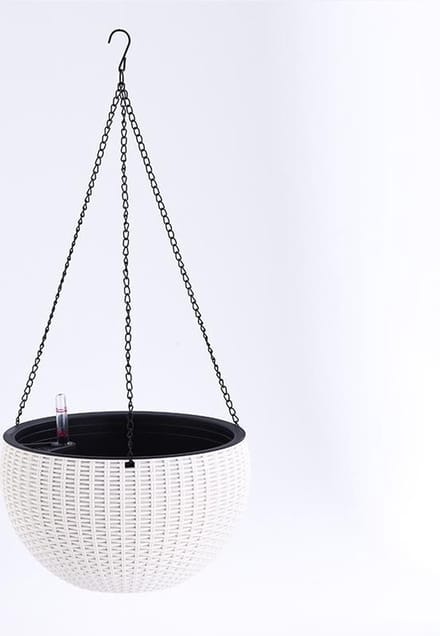 hangende plantenbak met reservoir en water-indicator_wit