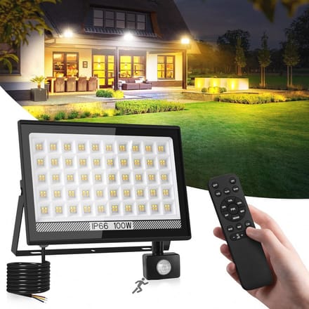 100 W LED Schijnwerper met Beweging Detector - Outdoor Veiligheidslicht met Afstandsbediening