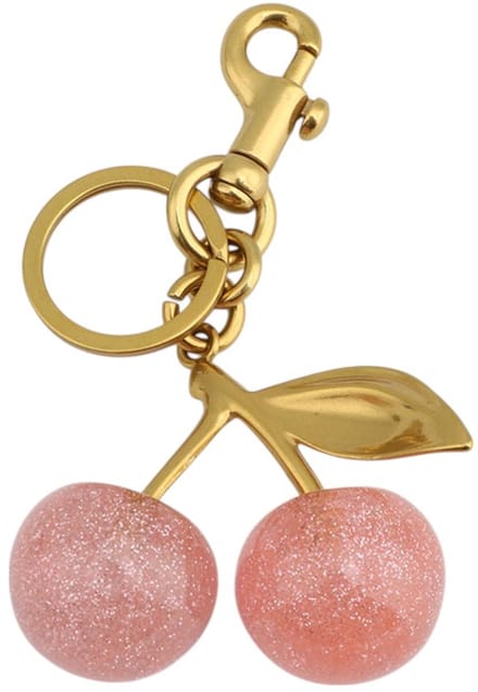 Tashanger / Sleutelhanger - Kers 'Cherry' Roze/Goud | 11,6 x 6,5 cm | Resin/Staal
