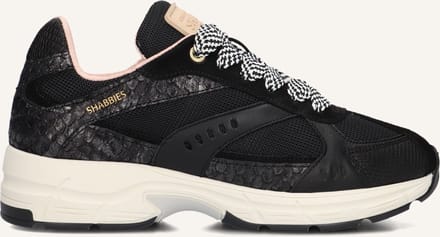 Shabbies Amsterdam - Celia Race Sneaker Mesh Zwart - Maat 37