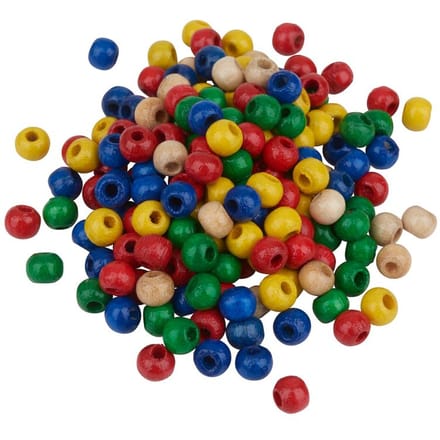 Houten kralen, Ø 4 mm, ca. 165 stuks - Kleurrijke