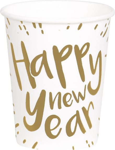 Papieren bekertjes 'Happy New Year' Set 10.