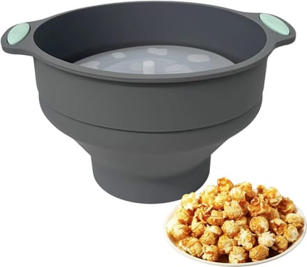 Magnetron Popcornmaker - Popcornkom Siliconen - Snacks Maken - Opvouwbaar Ontwerp - 24.8 x 20.6 x 6.1 cm - Grijs