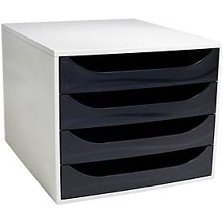 Exacompta ECOBOX ladebox 4 laden frambooskleurig, A4/A4+, open front, stil, veiligheidsstop