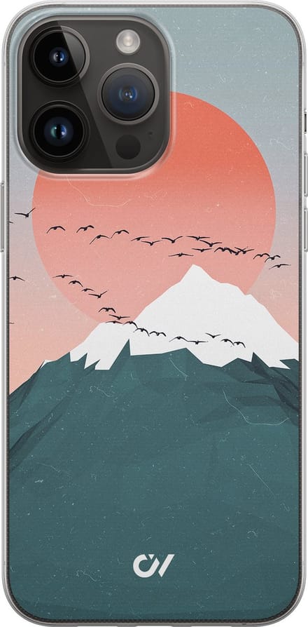 Hoesje geschikt voor Apple iPhone 14 Pro Max - Mountain Birds - - Blauw - Apple - Casevibes