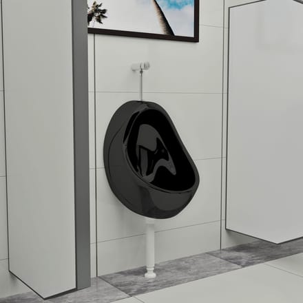 vidaXL - Wandurinoir - met - spoelklep - keramiek - zwart