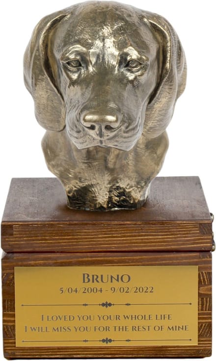 Bavarian Mountain Hound urn hond met hondenbuste - gepersonaliseerde hondenurn
