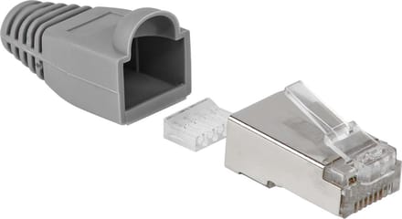 RJ45 stekker + tule - Cat 5e - Grijs - 10 stuks - Allteq