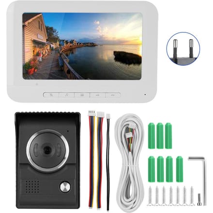 Interphone vidéo couleur HD TFT LCD IR 7 pouces avec moniteur et sonnette de surveillance