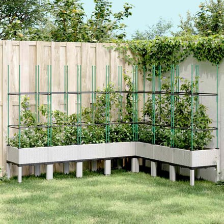 vidaXL - Plantenbak - met - latwerk - 200x160x142,5 - cm - polypropeen - wit