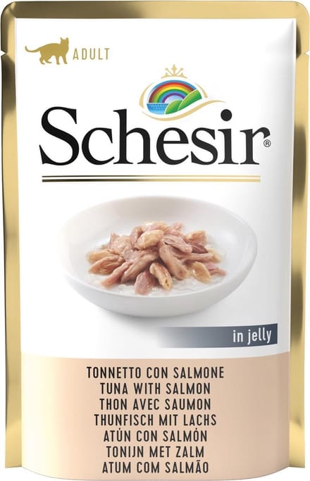Schesir Kattenvoer Pouch Tonijn - Zalm in Gelei 85 gr