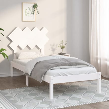 vidaXL - Bedframe - massief - hout - wit - 90x200 - cm