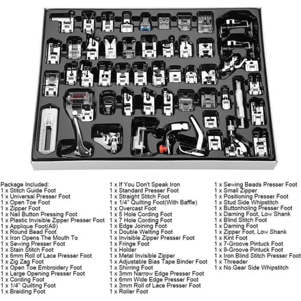52pcs set Stitch Walking Foot Presser Feet Kit Household Multi functional Sewing Machine Part black