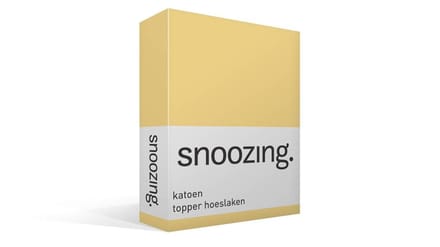 Snoozing - Katoen - Topper - Hoeslaken - Eenpersoons - 90x200 cm - Geel
