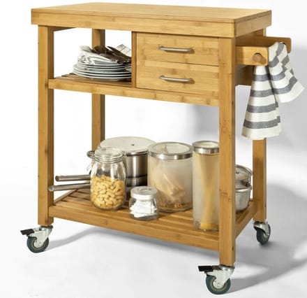Mara Keukentrolley - Opbergruimte - Serveerwagen - 2 Lades - Bamboe - 73 x 45 x 92 cm