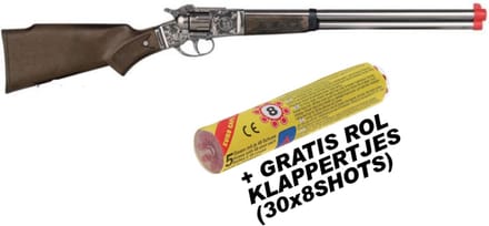 Gonher Speelgoed klappertje geweer cowboy 8 schoten zilver