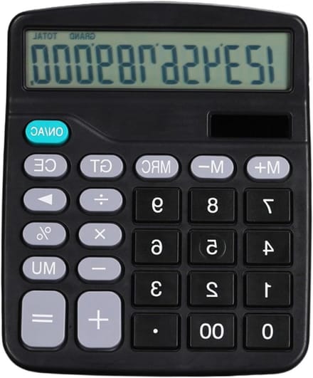 Desktop Rekenmachine - Groot Display - Kantoor Werk - Dubbele Stroombronnen - 12 Cijfers - Zwart