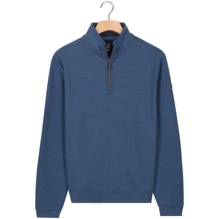 Baileys Trui Sweat Half Zip Jacquard Fabric Fine Allover Texture Delft Blue / male